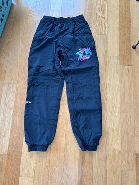 Navy graphic nylon joggers